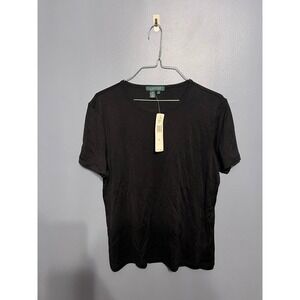 Lauren Ralph Lauren Women's Basic Black Tee Silk Wool Blend SZ LG NWT Classic